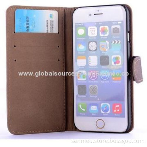 Braid Leather Mobile Phone Case for iPhone 5/6, Perfectly Fits the Shape, with Wallet & HolderNew
